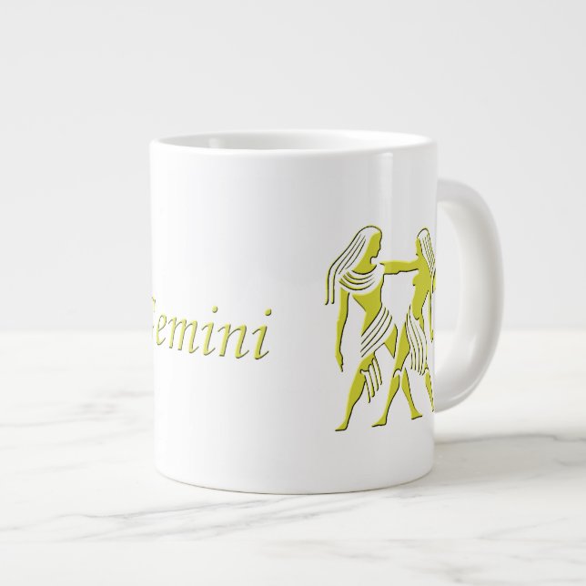 Gemini the Twins Zodiac Astrology Star Sign Large Coffee Mug (Front Right)