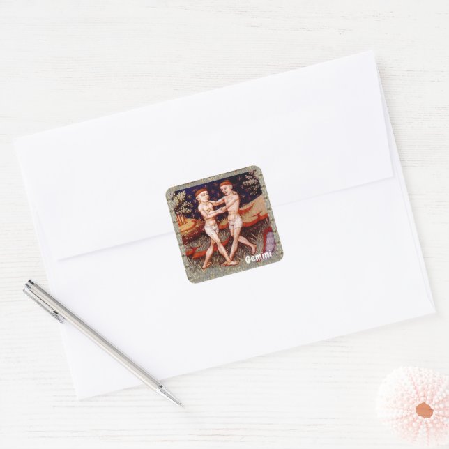 Gemini the Twins Zodiac Sign Birthday Party Square Sticker (Envelope)