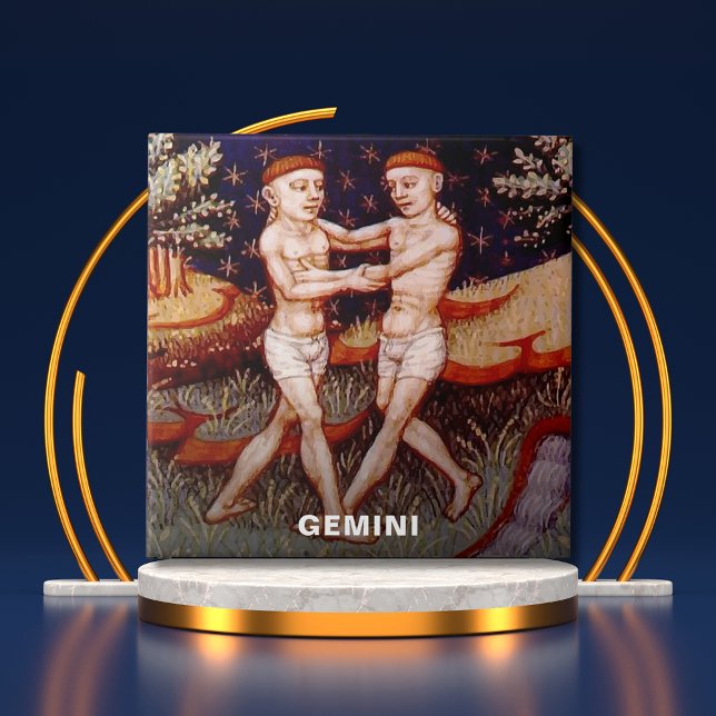 Gemini the Twins Zodiac Sign Birthday Party Tile (Gemini the Twins Zodiac Sign Birthday Party Ceramic Tile Cover)