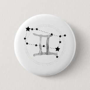 Gemini the Twins zodiac sign constellation stars 6 Cm Round Badge