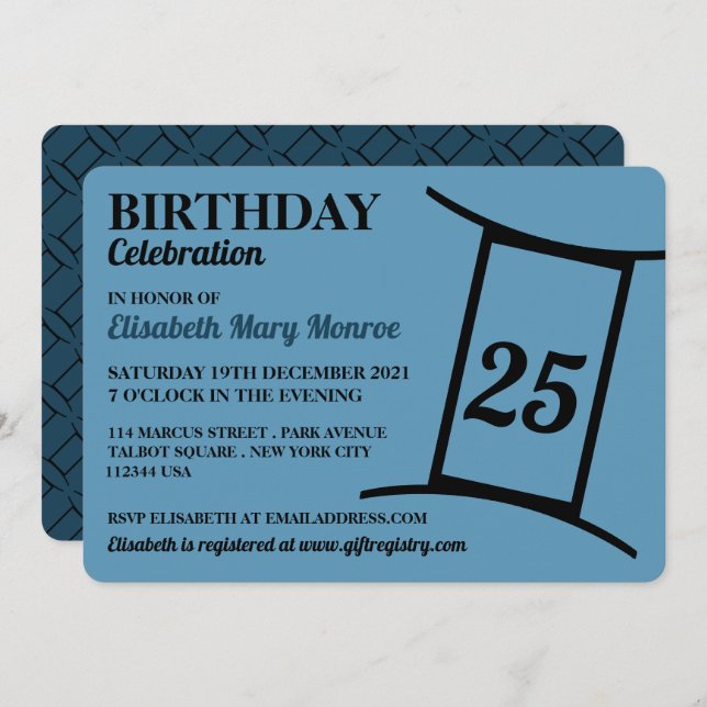 Gemini, The Twins, Zodiac Star Sign, Birthday Invitation (Front/Back)