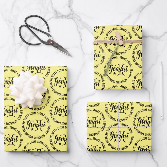 Gemini Trait Wrapping Paper Flat Sheet Set of 3 (Front)
