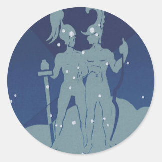 Gemini Twin Constellation Vintage Zodiac Astrology Classic Round Sticker