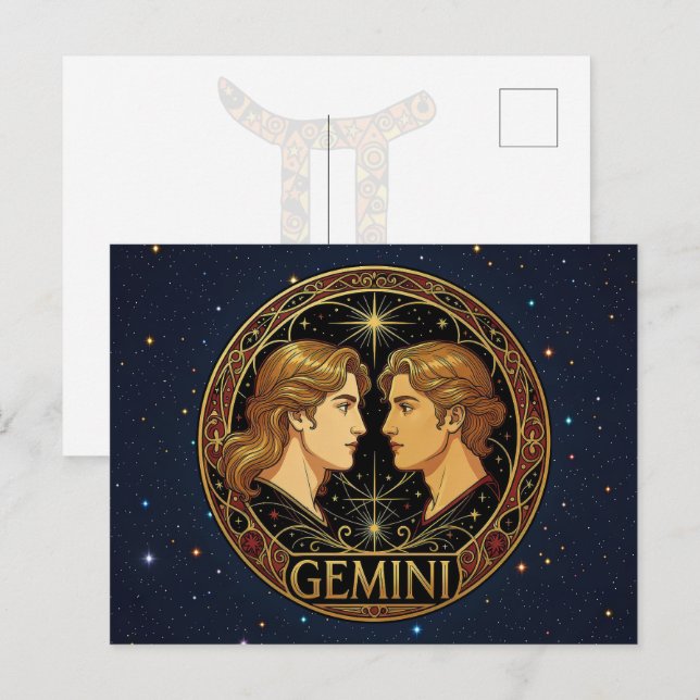 Gemini Twin Zodiac Symbol For Men Postcard (Front/Back)