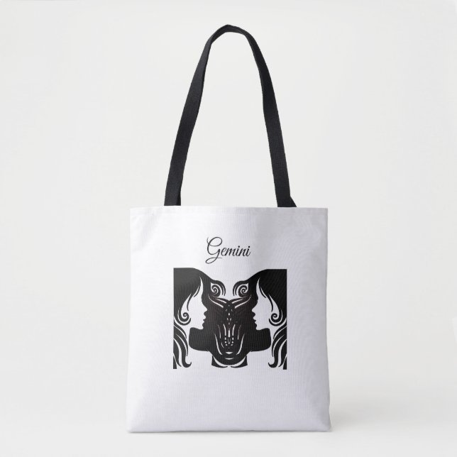 Gemini Twins Black and White Tote Bag (Front)
