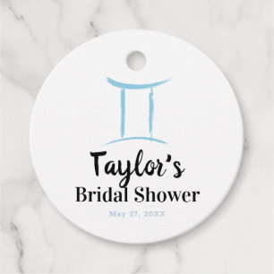 GEMINI Twins Duality Astrology Blue Bridal Shower Favour Tags