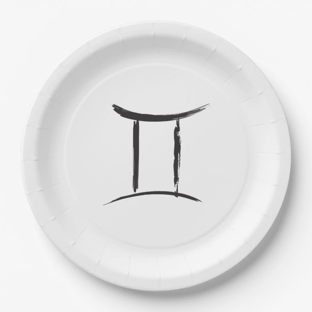 GEMINI Twins May June Zodiac Astrology Birthday Paper Plate (Front)