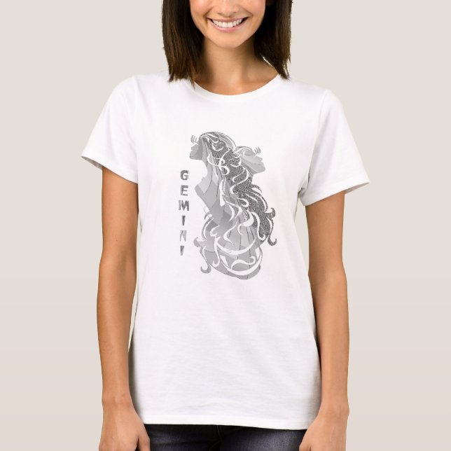 Gemini Twins Silver Zodiac T-Shirt (Front)