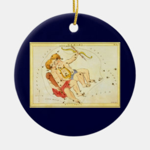 Gemini Twins Vintage Constellation Urania's Mirror Ceramic Tree Decoration