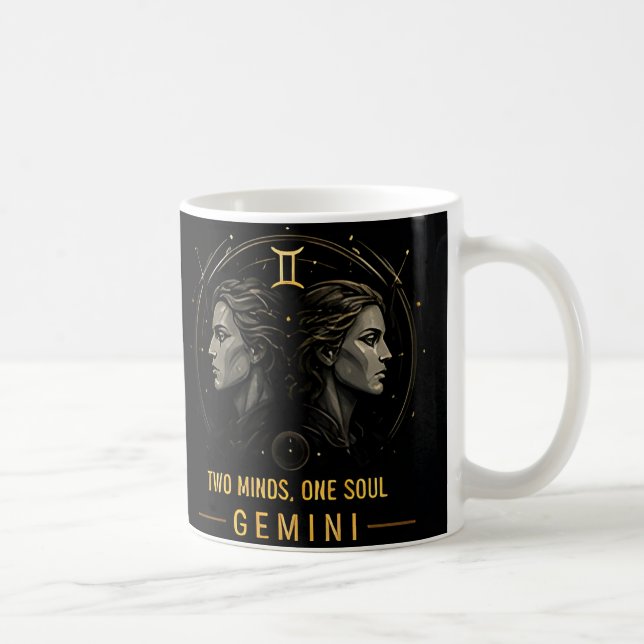 Gemini Twins Zodiac Sign Celestial Horoscope Decor Coffee Mug (Right)