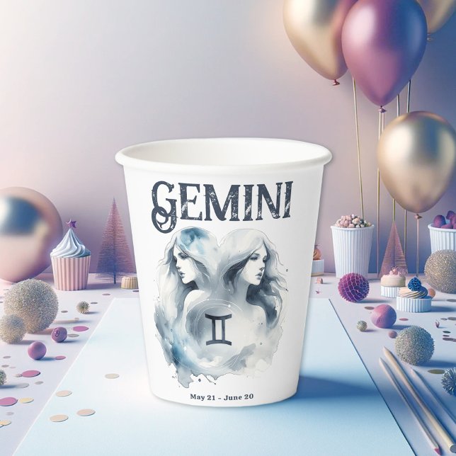 Gemini Twins Zodiac Themed Birthday Party Paper Cups (Check Our Complete Collection of Gemini Zodiac Products. From Invites, to Party Decor, & Gifts!)