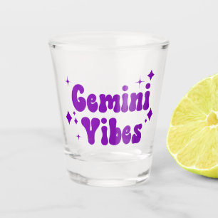Gemini Vibes Zodiac Astrology Purple Stars  Shot Glass