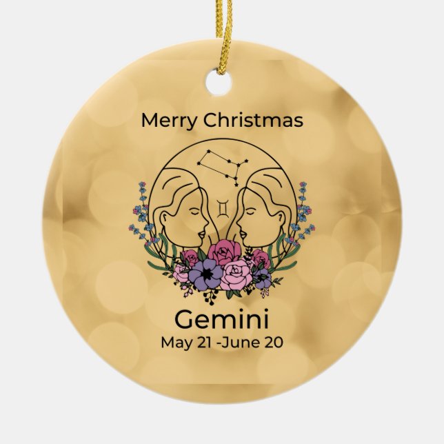 Gemini Vintage Inspired Christmas Ornament (Front)