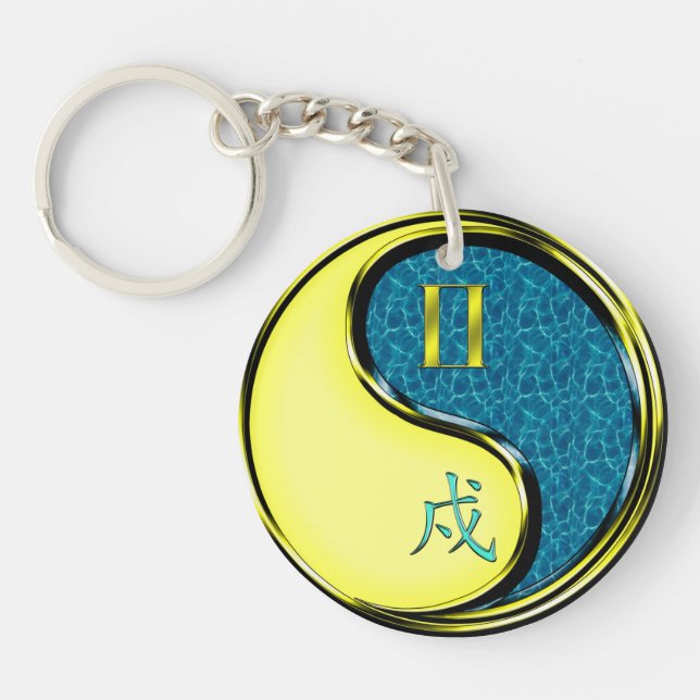 Gemini & Water Dog Key Ring (Front)