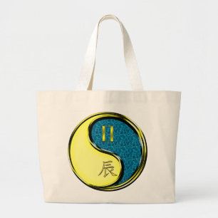 Gemini & Water Dragon Large Tote Bag