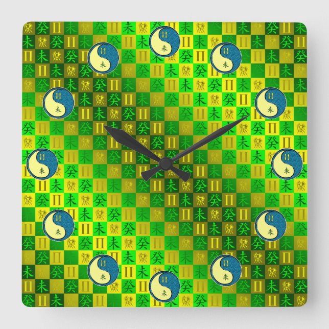 Gemini & Water Goat Square Wall Clock (Front)