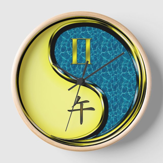 Gemini & Water Horse Clock (Front)