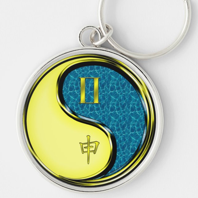 Gemini & Water Monkey Key Ring (Front)