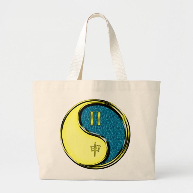 Gemini & Water Monkey Large Tote Bag (Front)