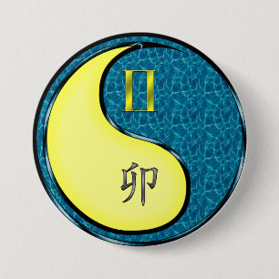 Gemini & Water Rabbit 7.5 Cm Round Badge