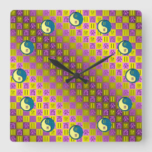 Gemini & Water Rooster Square Wall Clock