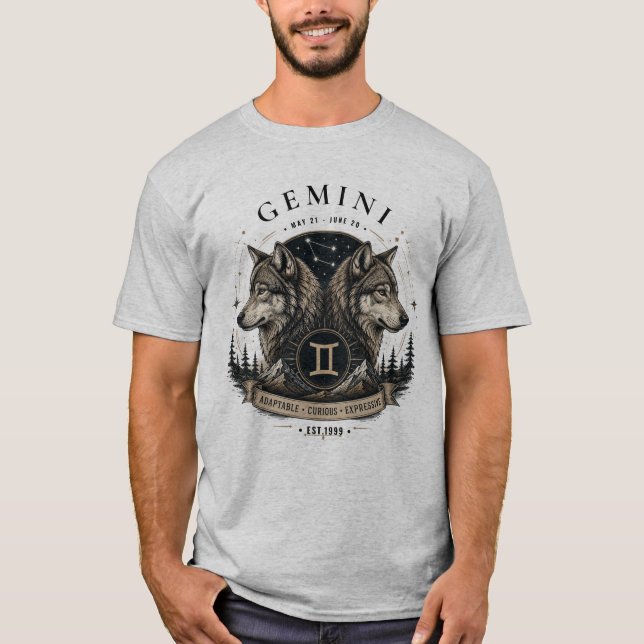 Gemini Wolf Zodiac Men's T-Shirt (Front)