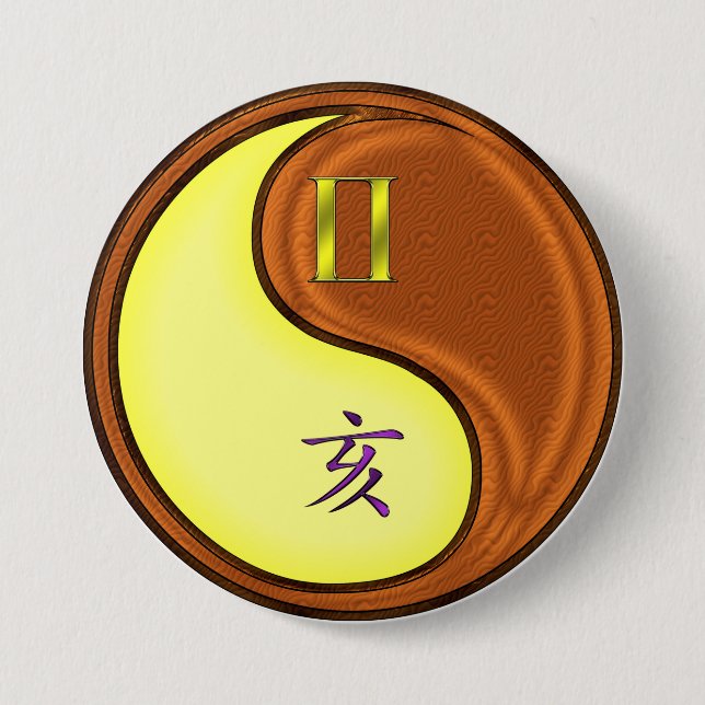 Gemini & Wood Boar 7.5 Cm Round Badge (Front)
