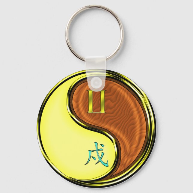 Gemini & Wood Dog Key Ring (Front)