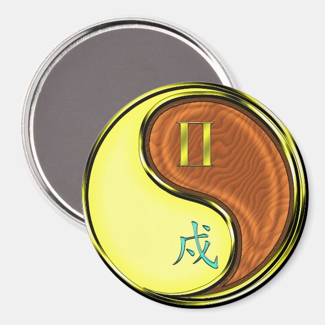 Gemini & Wood Dog Magnet (Front/Back)