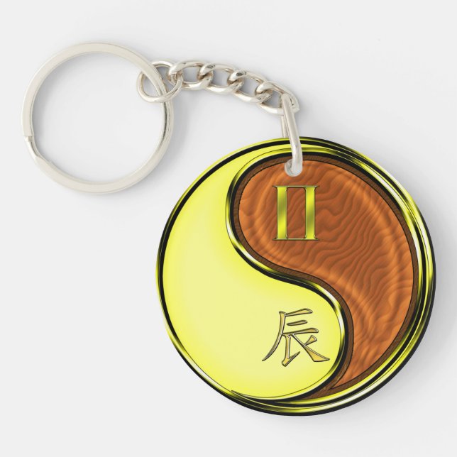 Gemini & Wood Dragon Key Ring (Front)