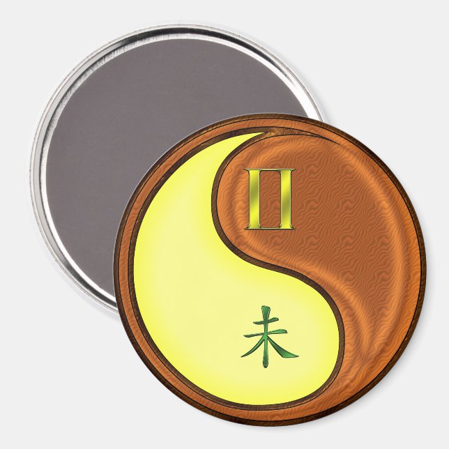 Gemini & Wood Goat Magnet (Front/Back)
