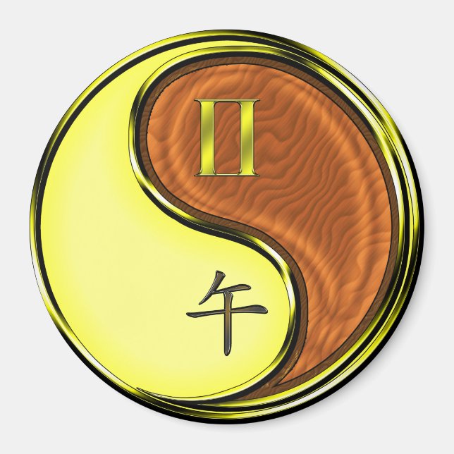 Gemini & Wood Horse Magnet (Front)