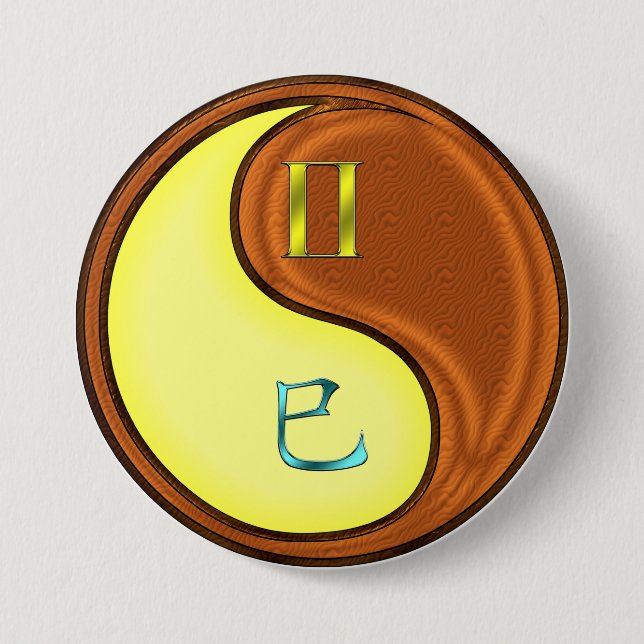 Gemini & Wood Snake 7.5 Cm Round Badge (Front)