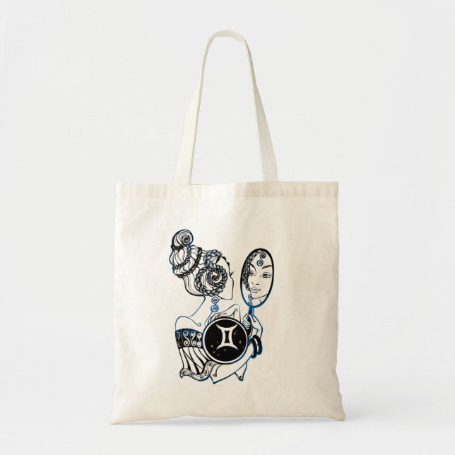 Gemini Zodiac Art Deco Lady Tote Bag (Front)