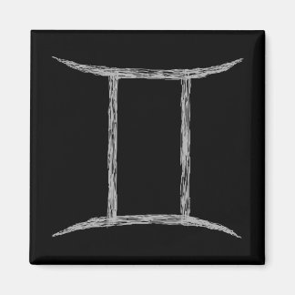 Gemini. Zodiac Astrology Sign. Black. Magnet