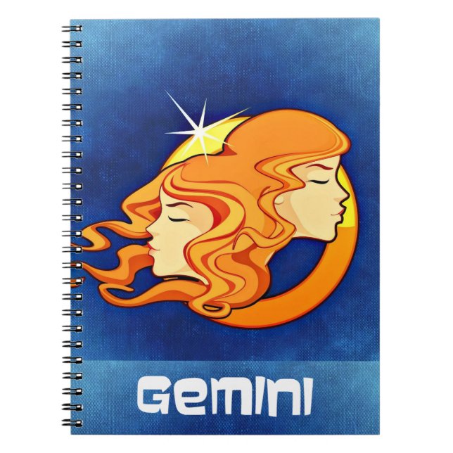 Gemini Zodiac Astrology Symbol Spiral Notebook (Front)