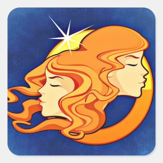 Gemini Zodiac Astrology Symbol Square Sticker (Front)