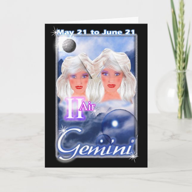 Gemini Zodiac birthday card (Front)