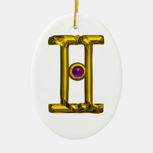 GEMINI ZODIAC BIRTHDAY JEWEL Purple Alexandrite Ceramic Tree Decoration