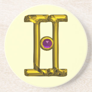 GEMINI ZODIAC BIRTHDAY JEWEL Purple Alexandrite Coaster