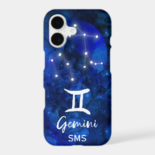 Gemini Zodiac Constellation Blue Galaxy Monogram