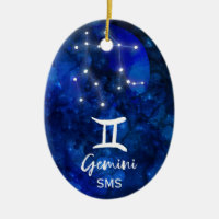 Gemini Zodiac Constellation Blue Galaxy Monogram