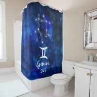 Gemini Zodiac Constellation Blue Galaxy Monogram
