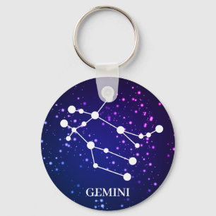 Gemini Zodiac Constellation Design Key Ring