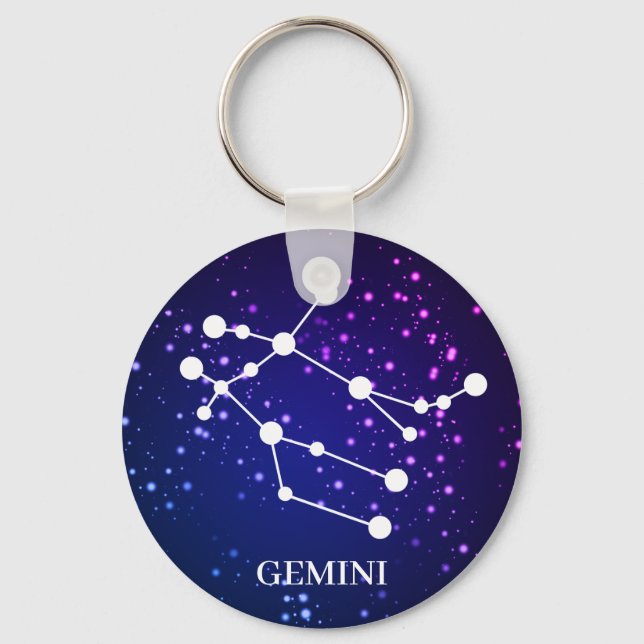 Gemini Zodiac Constellation Design Key Ring (Front)