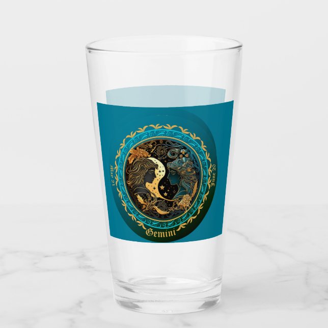 Gemini Zodiac Customisable Beer Glass (Front)