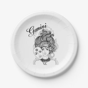 Gemini Zodiac Design Paper Plate
