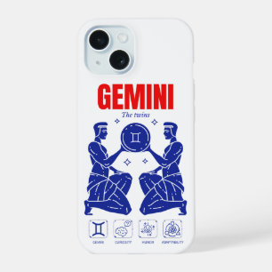 Gemini Zodiac Duality Astrology Line Art iPhone 15 Case