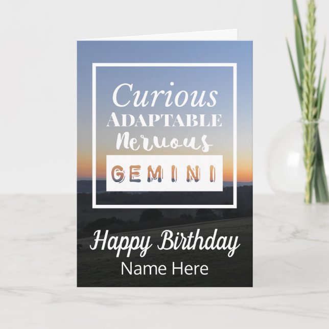 Gemini Zodiac Fun Fun Characteristics Birthday Card (Front)