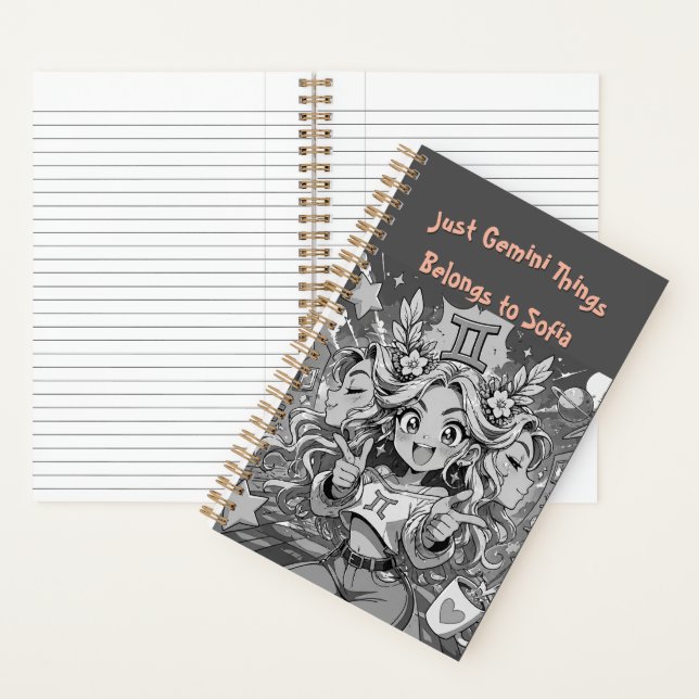 Gemini Zodiac Gift Anime Birthday Journal (Inside)